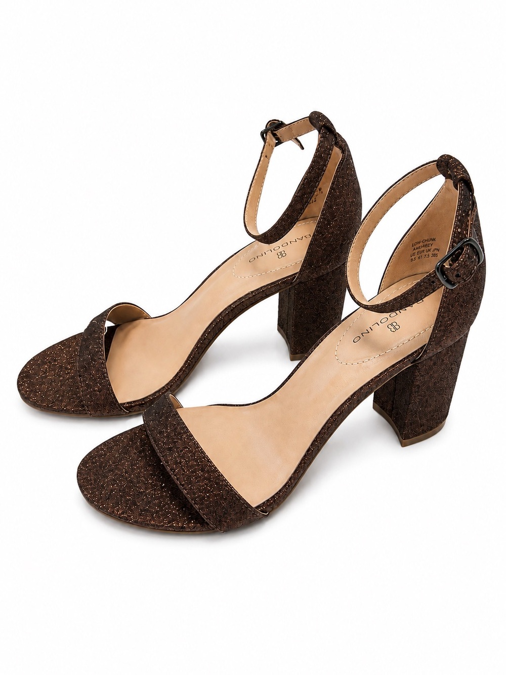Bandolino Bronze Sparkle Block Heel Sandals Size 9.5